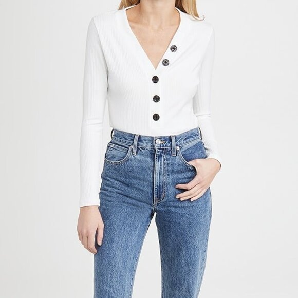 ASKK NY Long Sleeve Rib Tee in White Size XS - Picture 1 of 4